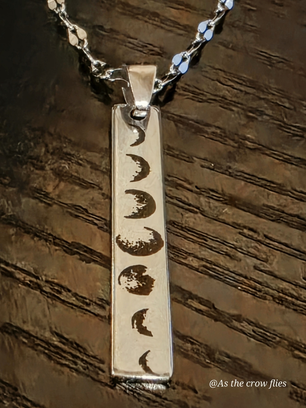 Moon Phase Pendant Necklace in Silver Tone Stainless Steel